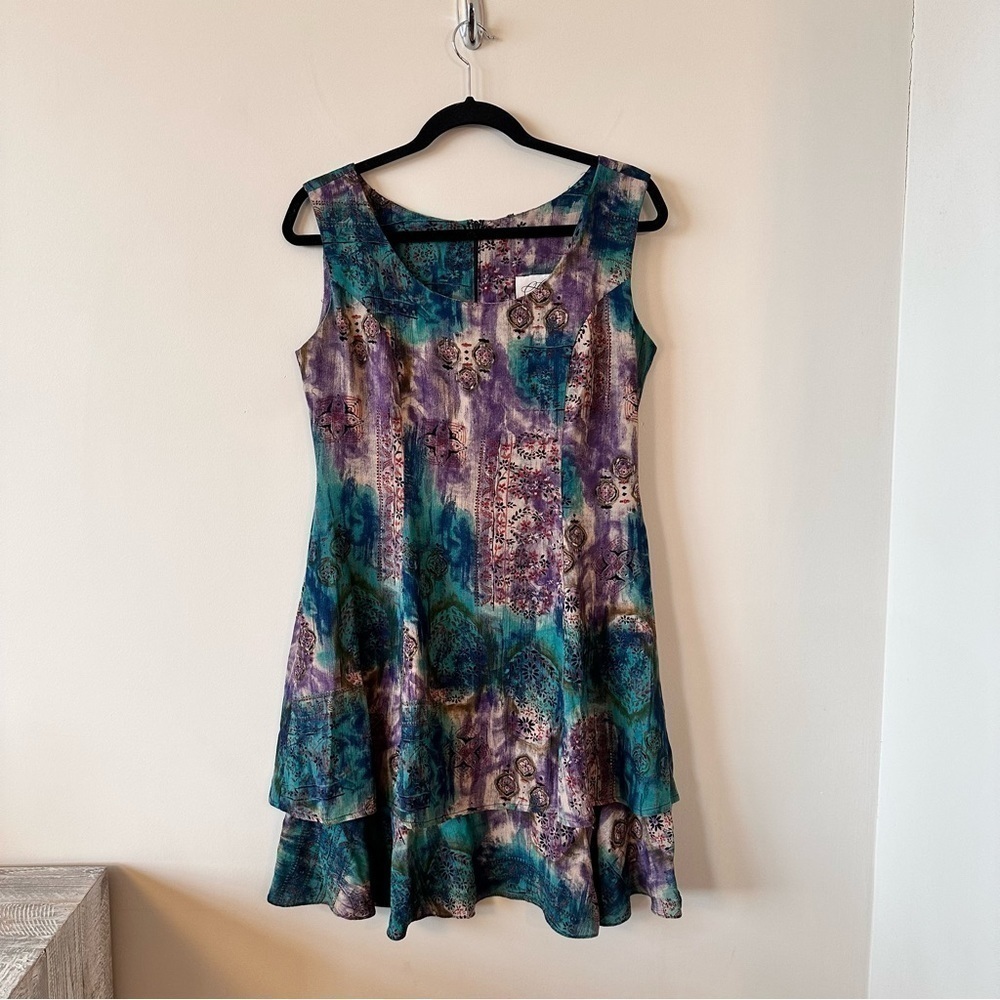 Vintage “Allegra” Floral Watercolour Tiered Dress